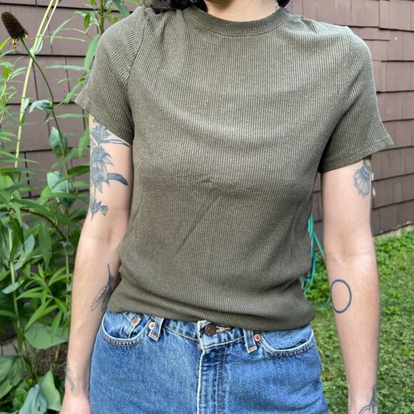 Prana Foundation Ribbed Tee, Size Small, Green - Picture 1 of 3